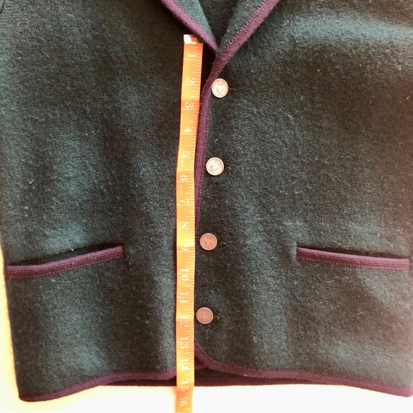 1960s Austrian Vintage Boiled Wool Jacket With Nickel Buttons Blue-Green w Navy - Picture 6 of 7